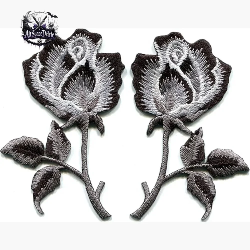 Iron-On Embroidered Flower Patches, Cotton Appliques for Denim & Bags